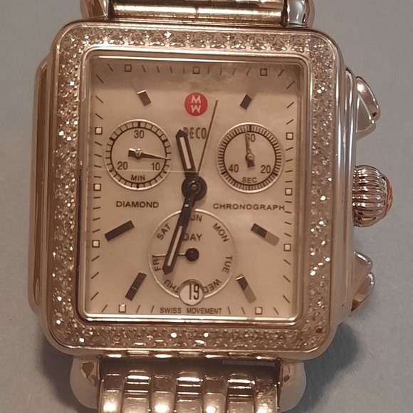 MICHELE Women's MW06P01A1026 Deco Diamond-Accented Stainless Steel Watch - Picture 2 of 6